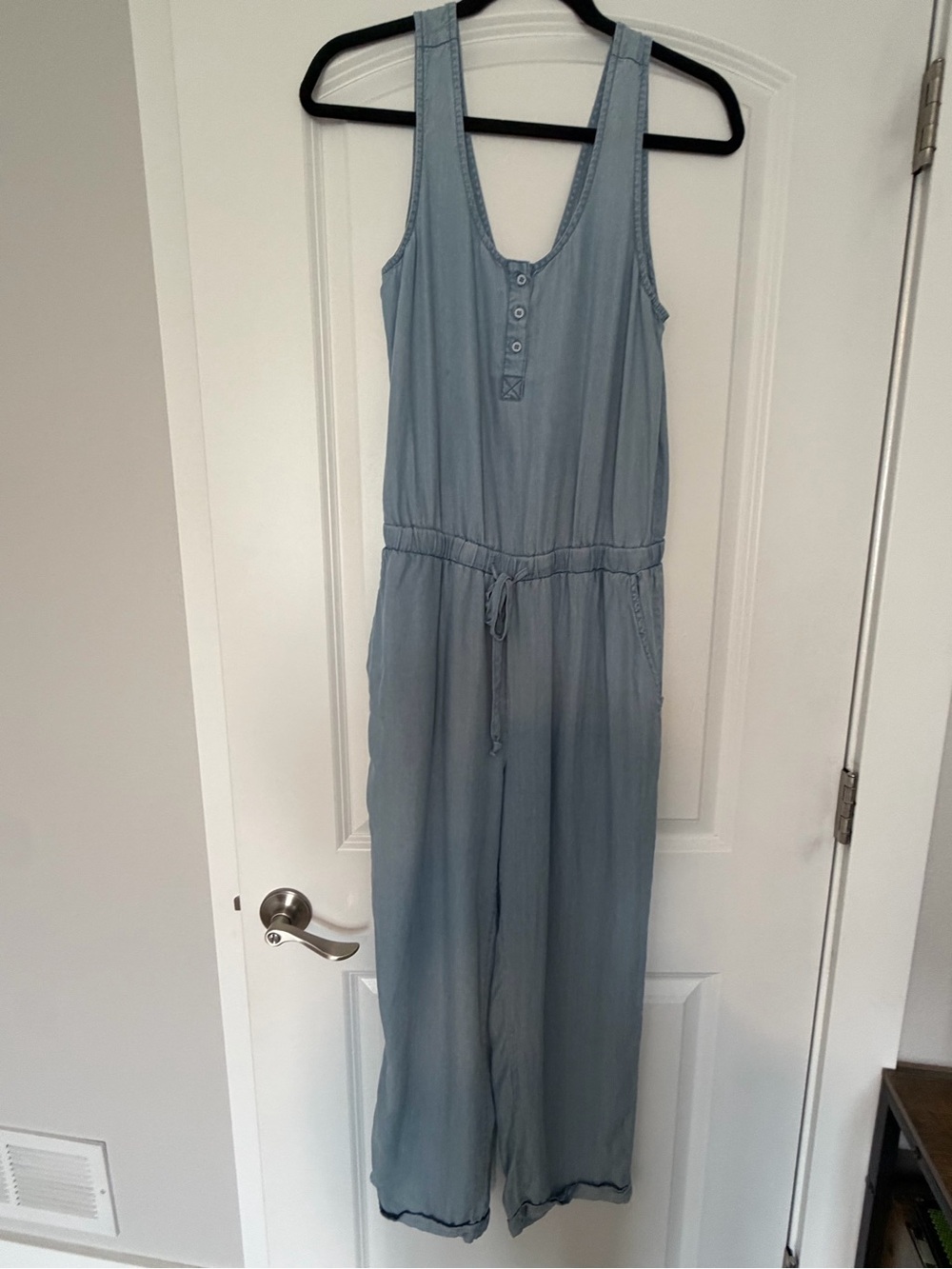 Gianni Bini Pale Blue Sleeveless Button-Front Jumpsuit